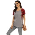 thumbnail image 4 of Frontwalk Summer Beach Tops Shirts for Women Casual Short Sleeve Plaid Tee Pullover Boho Holiday T-Shirt Loungewear Tunic Blouses, 4 of 8