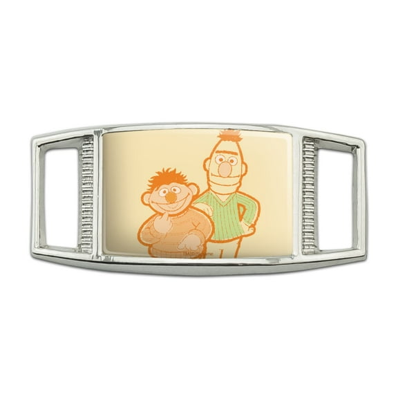 Sesame Street Bert and Ernie Distressed Rectangular Shoe Shoelace Shoe Lace Tag Runner Gym Charm Decoration