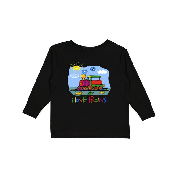 Inktastic I Love Trains Boys or Girls Long Sleeve Toddler T-Shirt