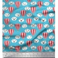 thumbnail image 1 of Soimoi Blue Velvet Fabric Cloud & Hot Air Balloon Holiday Print Fabric by Yard 58 Inch Wide, 1 of 3