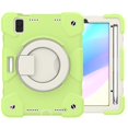 thumbnail image 4 of ELEHOLD Military Grade Shockproof Case For iPad mini (6th Generation), Heavy Duty Protection Ring Stand Cover, Adjustable Angel, Detachable Shoulder Strap, Pencil Holder, Matcha Green, 4 of 11