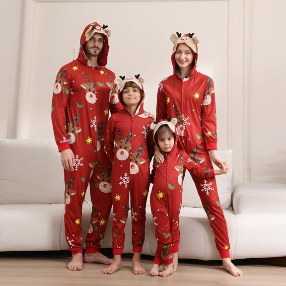 Christmas Family Matching Pajamas Sets, Warm & Loose & Skin-friendly, Long Sleeved Round Collar Pajamas Set, Xmas Festival Pjs, Christmas Theme Pajamas
