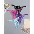thumbnail image 1 of 4 tangas sexys con lazo decorativo, tirantes finos sin entrepierna, estampado floral de rosas, lencería íntima para mujer., 1 of 5