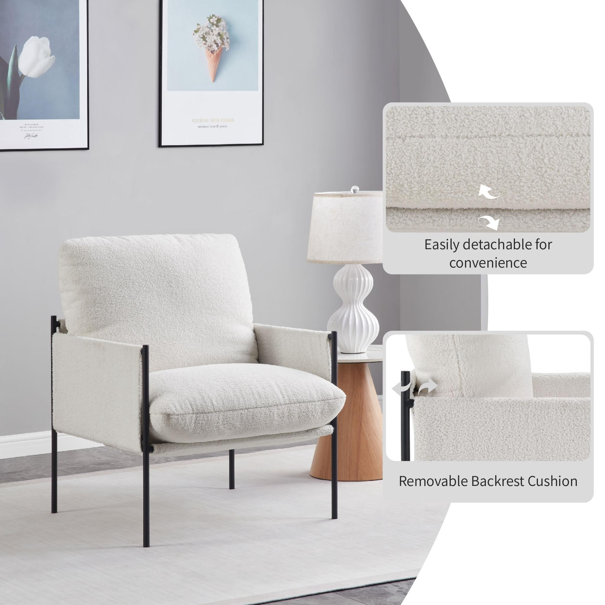 Howcool Sling Accent Chair, Comfy Vanity Chair with Removable Cushion and Storage Bag for Living Room, Bedroom, Office