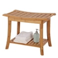 thumbnail image 3 of Kinbor Bamboo Shower Bench Bath Spa Seat with Storage Shelf Organizer, 3 of 5