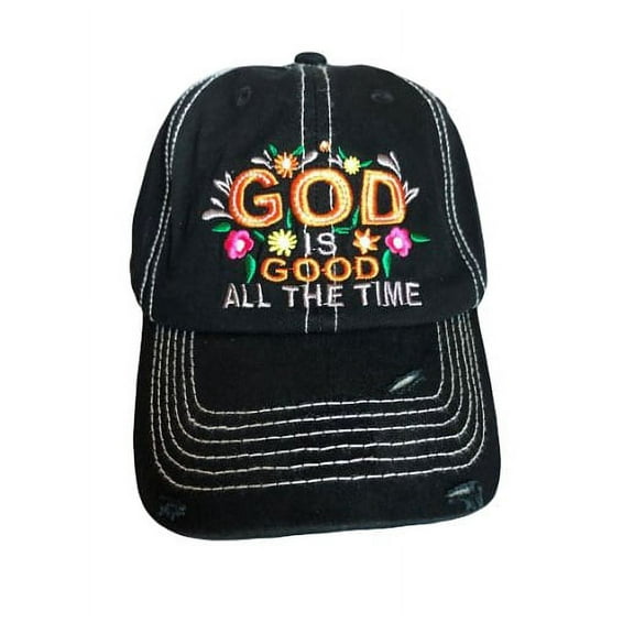 God Is Good All The Time Embroidered Baseball Cap - Black Color Uni-Sex Style -- FREE USA Shipping--(CCap412B)