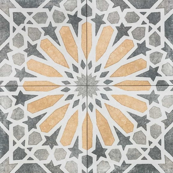 The Tile Life Garden Sunflower Gray Geometric Porcelain Floor & Wall Tile 8x8 in 25-Piece
