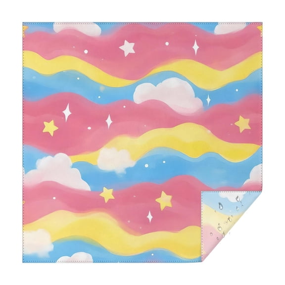 Pastel Wave Star Pattern Square Tablecloth,Waterproof Square Table Cover,Wipeable Spillproof Washable Table Cover for Home Kitchen Party Decor 42"X42"(107x107cm)