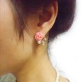 thumbnail image 2 of UDIYO 1 Pair Ear Stud Rose Flower Shape Versatile Alloy Faux Pearl Rhinestone Rose Earrings for Women, 2 of 6
