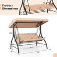 thumbnail image 3 of Costway 3-Seat Patio Swing with Canopy with Removable Cushions & Side Pockets Stand Beige, 3 of 10