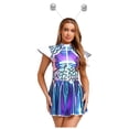 thumbnail image 7 of Aislor Women's Alien Astronaut Shiny Metallic A-line Dress with Headband Halloween Cosplay Blue 3XL, 7 of 7