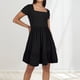 thumbnail image 2 of Vestido de playa con cuello cuadrado para mujer: corte A plisado, cuello cuadrado, ligero, informal/vacaciones, tejido transpirable., 2 of 4