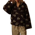 thumbnail image 1 of Sudadera de Mujer de Felpa Suave con Estampado Floral, de Cremallera, Estilo Suéter, Cómoda y Suave, Ideal para Otoño Marrón M, 1 of 10