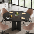 thumbnail image 5 of Tribesigns 39" Round Conference Table for 4, Wooden Meeting Table, Rustic Office Table with Sturdy Base, Multi-Purpose Business Seminar Table for Conference Room (Black), 5 of 7