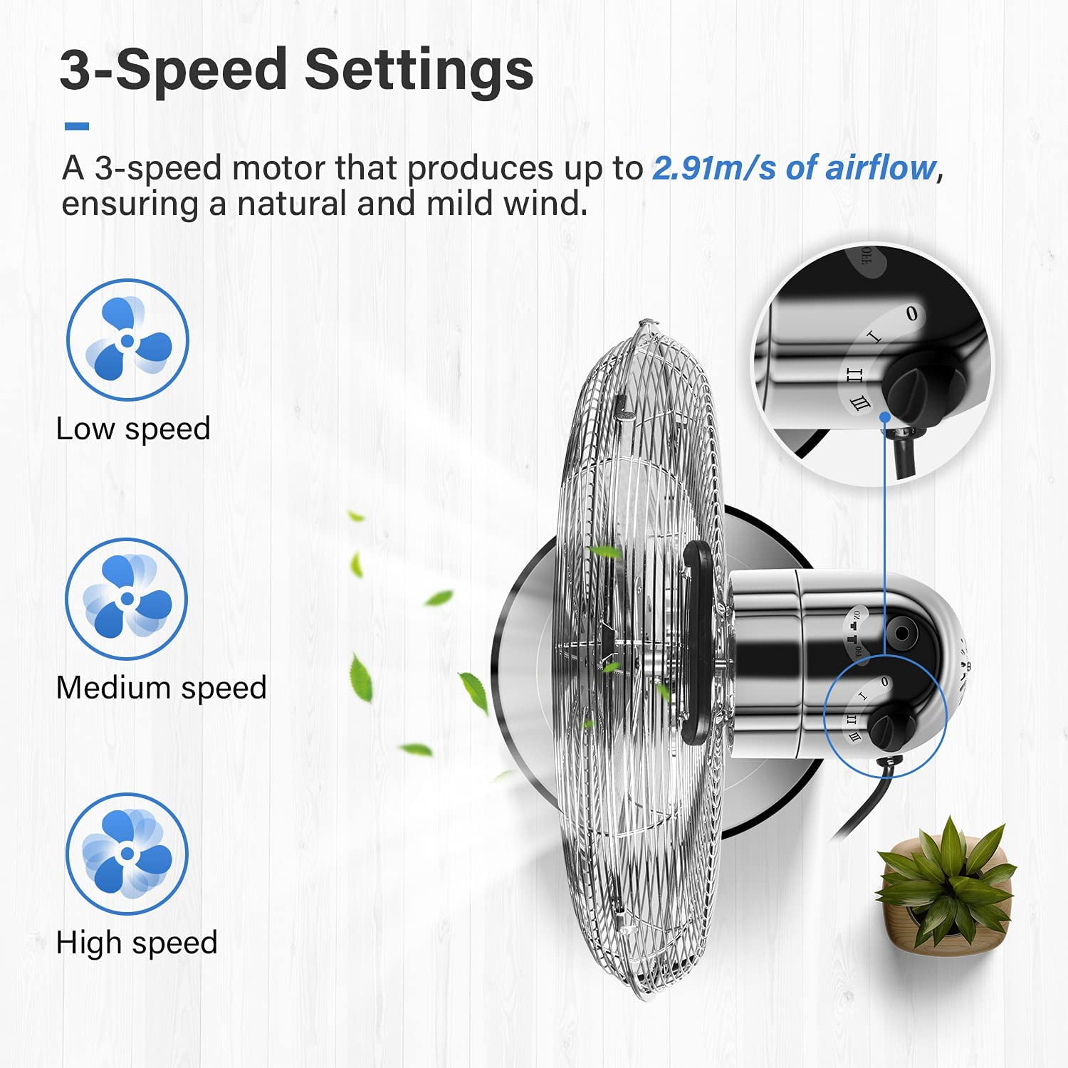 Simple Deluxe 16" 3-Speed Oscillating Freestanding Pedestal Fan