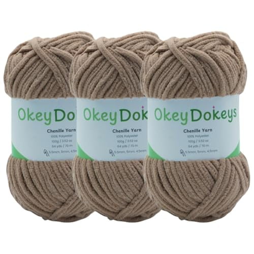 Size 6 Chenille Yarn 10.5oz/300g 192yds/210m, Neutral Tan