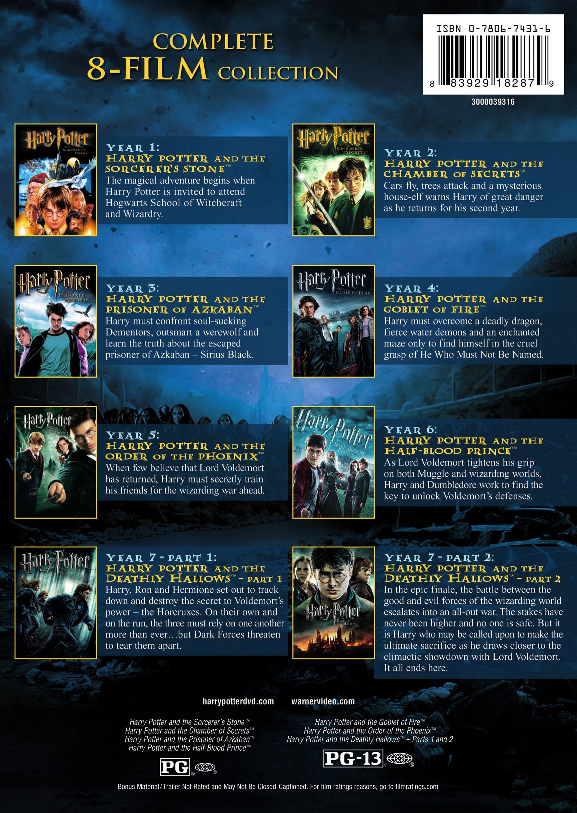 Harry Potter: Complete 8-Film Collection (Adventure) (Warner Pictures) - Walmart.com
