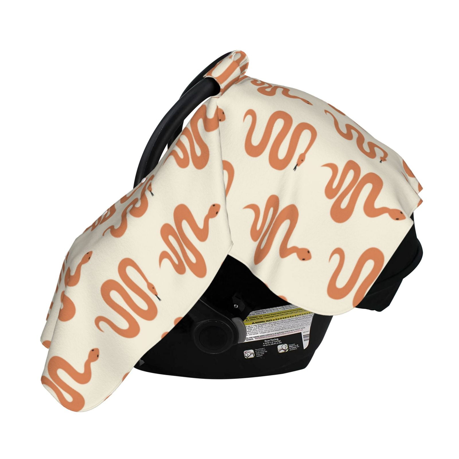 Naloa Hand Drawn Snake Baby Car Seat Cover, Breathable Baby Carrier Cover, Multiuse Baby Carrier Cover & Nursing Breastfeeding Cover