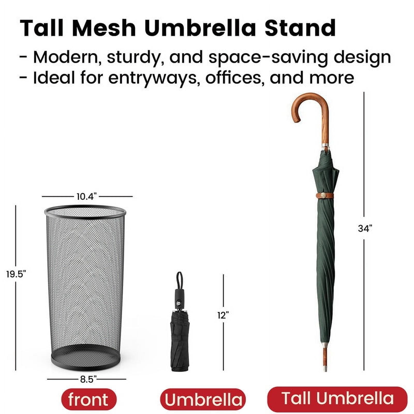 StarQualityBargain Metal Umbrella Stand, 20 in Round Freestanding Umbrella Holder for Entryway, Home and Office, Black, 2 Pack