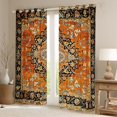 thumbnail image 2 of jejeloiu Retro Boho Floral Black Out Curtains,Boho Mandala Curtains Pack of 2 (42x63 Each),Orange Black Bedroom Curtains For Kids,Super Cozy Room Decor, 2 of 6