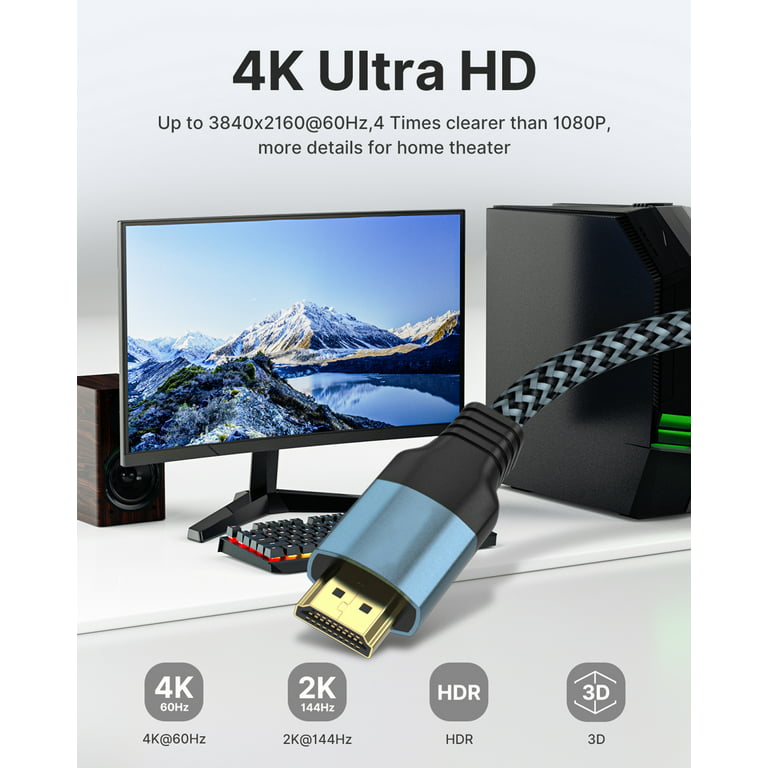 Câble HDMI 2.0 mâle mâle 3D HDCP2.2 4K 60Hz contact doré 1,50m