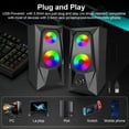 thumbnail image 4 of Computer Speakers for Desktop, TSV USB Powered RGB PC Gaming Speaker, 2.0 Enhanced Stereo, Dynamic RGB LED, One-Knob Control, 3.5mm Aux Wired Laptop Speakers for PC, Desktop, Smartphone, Tablets, 4 of 8