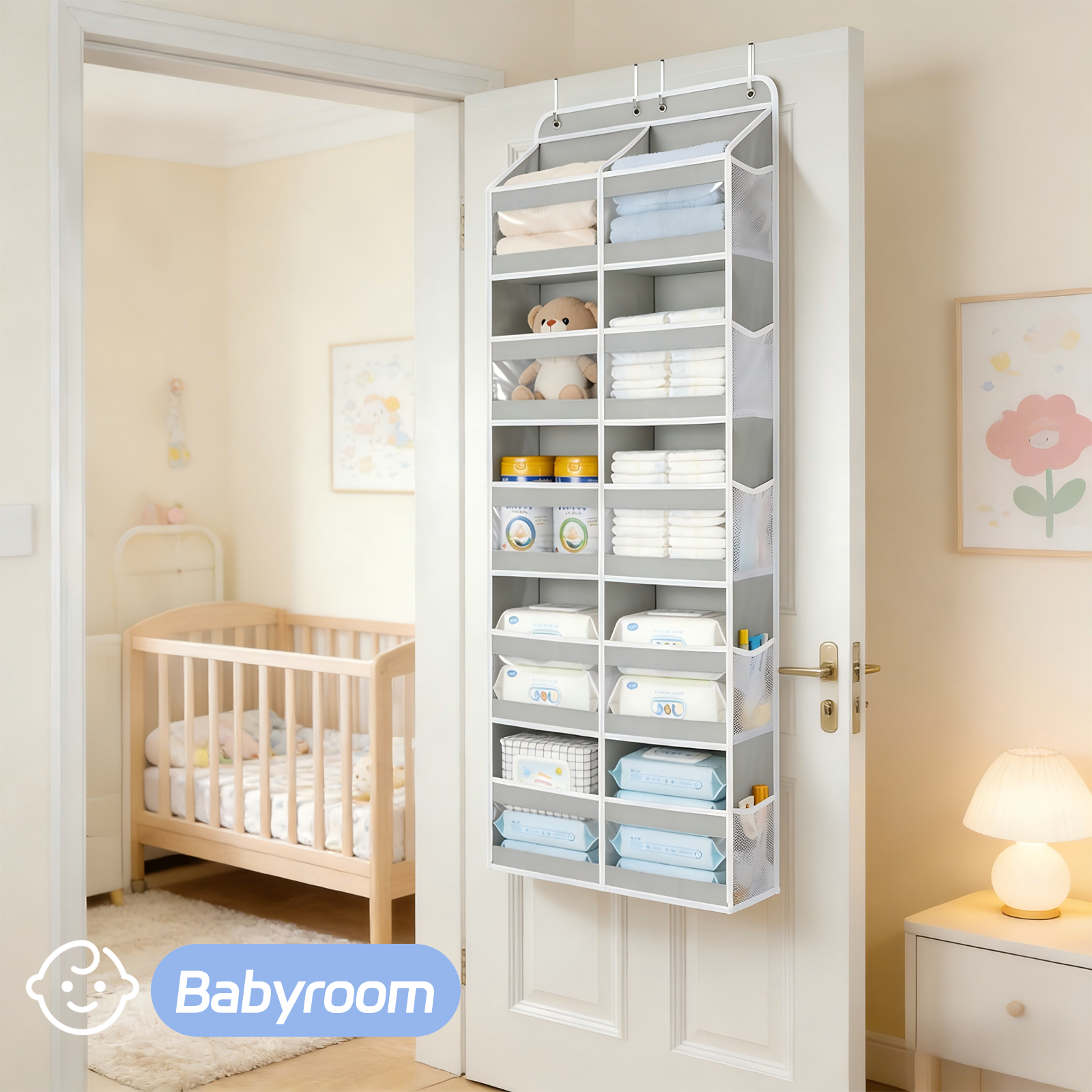 LazySpin 5-Tier Over-the-Door Organizer, Gray photo 6
