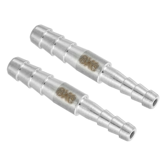 2Pcs 5/16" to 1/4" Hose Barb Reducer Pipe Fitting, 304 Stainless Steel Hose Pipe Fitting Sanitary Adapter for Vacuum Systems, Industrial Pipe Connections, Silver