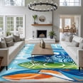 thumbnail image 4 of Area Rug 72×108in, Abstract Surfboard Summer Surfing Palm Tree Floor Carpet Living Room Rug, Blue Wood Grain Non-Slip Welcome Mat Indoor Rugs for Bedroom Dining Room, 4 of 9