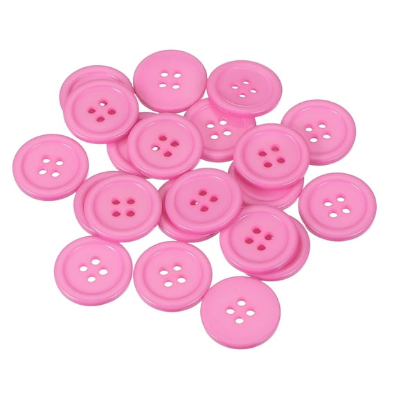 Uxcell 22 Pcs Pink Resin Button, 3/4 Inch(20mm) Round 4 Holes Sewing Buttons, Small Size Flatback Button for DIY Craft Making Clothes Sewing Handmade Ornament