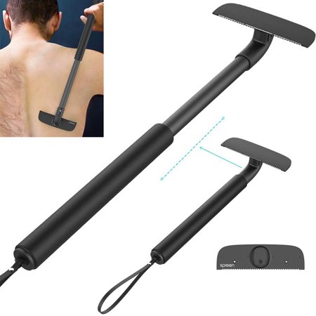 Back Shaver Body Razor,XPREEN Adjustable Telescopic Sturdy Handle Back Hair Removal Shaver,Portable Painless Back Hair Trimmer Professional Body Groomer for Wet or Dry Trimmer (Best Wet And Dry Beard Trimmer)