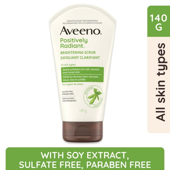 Exfoliant quotidien clarifiant Aveeno Positively Radiant, avec extrait de soja, nettoyant exfoliant