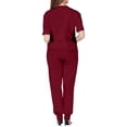 thumbnail image 3 of MLQIDK Scrub Sets for Woman Plus Size Medical Scrub Sets Stretchy V Neck Scrub Pants and Tops Nursing Uniforms Scrub Joggers Scrubs for Tall Women Deep Red XXL, 3 of 4