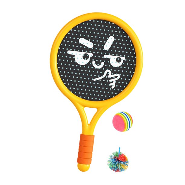 Pelotas saltarinas y juego de raquetas, juguetes portátiles para exteriores, juego deportivo para parques, niños. Amarillo
