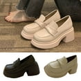 thumbnail image 7 of Nrmvnmi Women's Chunky Platform Loafers Leather Comfort Slip-On Casual Business Work Shoes White Mothers Day Gifts, 7 of 7