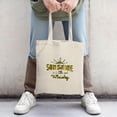 thumbnail image 2 of Stylish Canvas Tote Bag with bold " SUNSHINE is a little " in vibrant green and yellow perfect for shopping and travel, 2 of 4