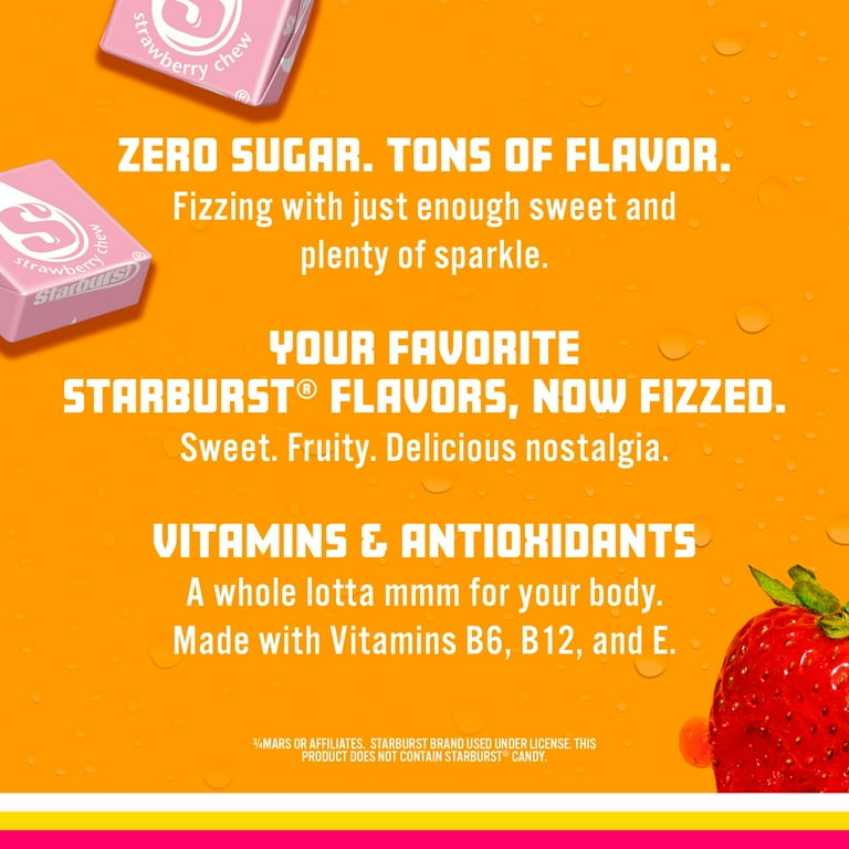 Sparkling Ice STARBURST Strawberry, Zero Sugar Flavored Sparkling Water, with Vitamins and Antioxidants, Low Calorie Beverage, 17 fl oz Bottles (Pack of 12)