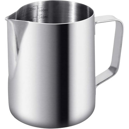 

600ml / 20oz Milk Jug 304 Stainless Steel Milk Jug Engraved Graduated Inside for Foaming Milk Cappuccinos Juices or Other