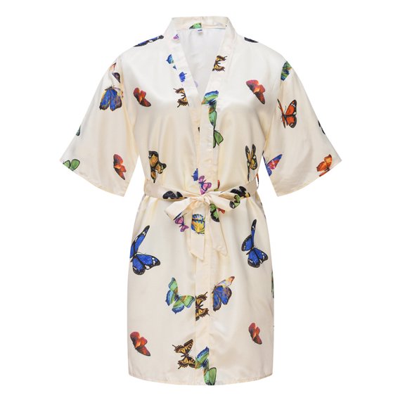 Chenyin Toddler Kids Girls Boys Silk Stain Robe V-Neck Soft Bathrobe Teen Spring Summer Night-Robe Pajamas Sleepwear for 2-14 Years