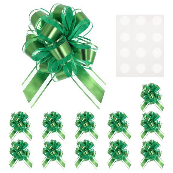 Uxcell 12 pack Large Bows for Gift Wrapping, Reusable Ribbon Bow Green