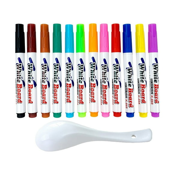 AUDeals Magical Water Painting Pen Set, 12 Colors Floating Watercolor Marker for Drawing, Teaching, Whiteboard, and DIY Crafts, Reusable and Easy to Clean