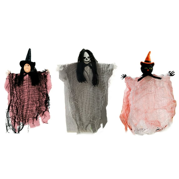 3 Pieces Halloween Decoration Hanging Ghost, Witch Skeleton Windsock Pendant, Ghost Cute Flying Ghost Decor for Patio Lawn Garden Party and Holiday Decorations