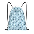 thumbnail image 1 of Xecao Black White Gray Rabbit Pattern Sports Drawstring Backpack - String Swim Gym Bag with Wet Proof Pocket for Women&Men-Small, 1 of 6