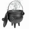 thumbnail image 2 of MOQIN Halloween Cauldron with Lid and Handle 3.94 X 2.95 X 2.95 Inches Cauldron Decorative Candle Incense Burning Witch Cauldron Pot Moon Cauldron Cauldron, 2 of 5