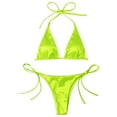 thumbnail image 5 of HCNTES Women String Bikini Set Halter Side Tie Two Piece Swimsuit Triangle Bathing Suits(S,Orange), 5 of 7