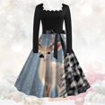 thumbnail image 1 of Vestido de Navidad Vintage de manga larga para mujer, cuello en V, estampado Floral, elegante, fiesta de Navidad, graduación, ropa de invierno, vestido Rockabilly, 1 of 5