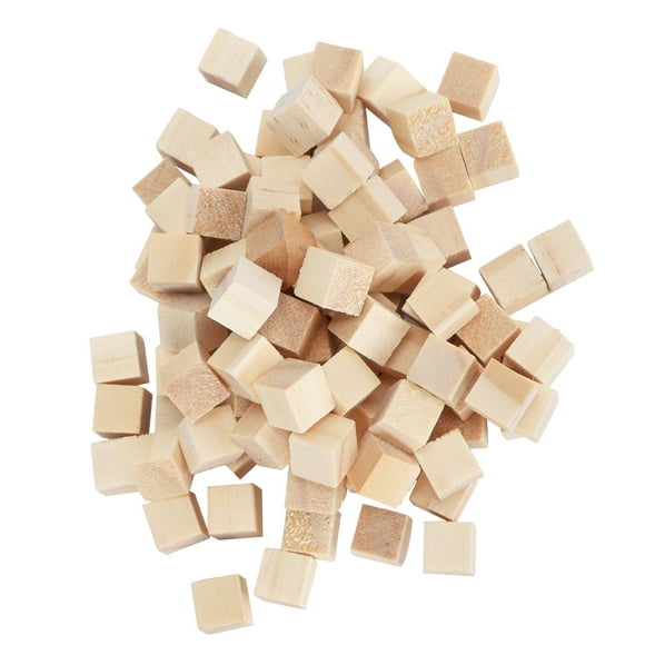 Blank Cubes Natural Wood Color Wood Blocks, 0.4in Educational Toys For Crafts
