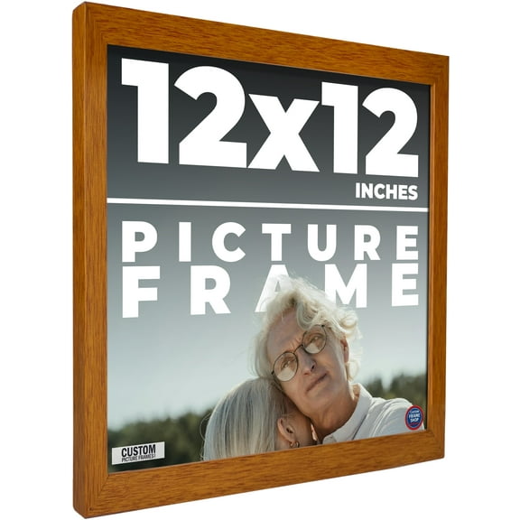 12x12 Honey Brown Real Wood Picture Frame Width 0.75 inches | Interior Frame Depth 0.5 inches |