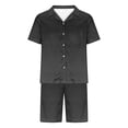thumbnail image 3 of Hvyesh Men Silk Pajamas Set Sleepwear Sleep Shirt and Shorts Pajama Set Lightweight Soft Mens Pjs Lounge Set, 3 of 5