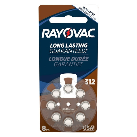 Rayovac Size 312 Hearing Aid Batteries, 8-Pack L312ZA-8ZMB